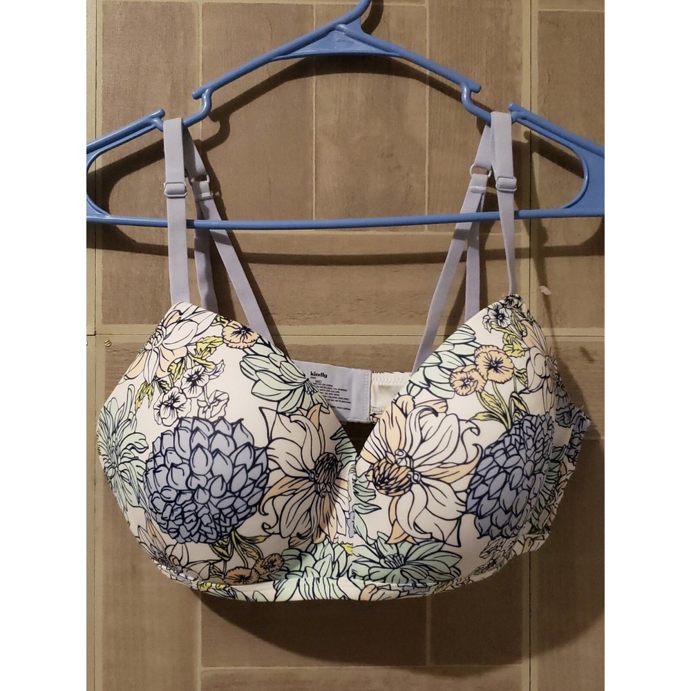 Kindly Yours Bra Size 36D‎ Floral Print White Multi Color New Without Tags